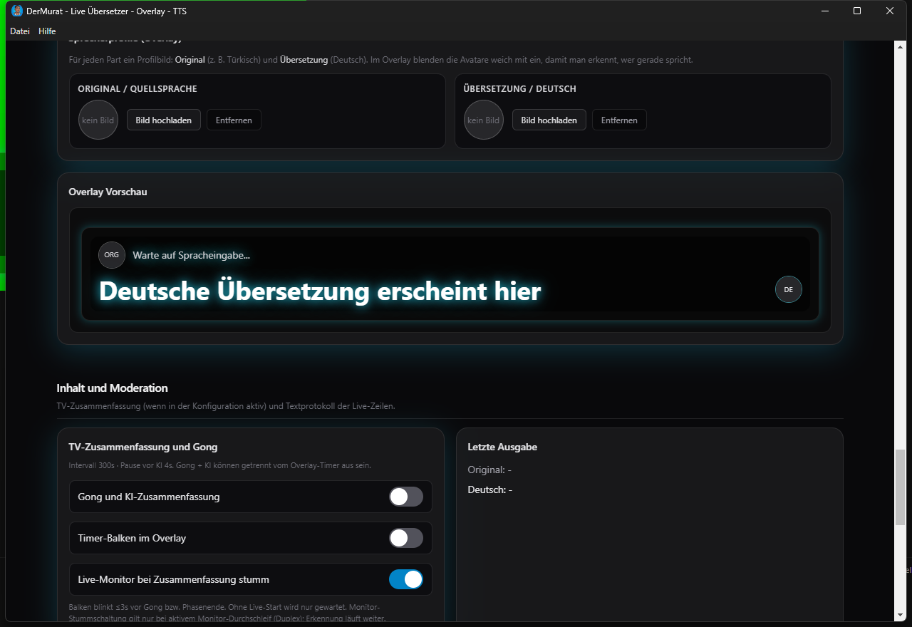 Sprecherprofile und Overlay-Vorschau